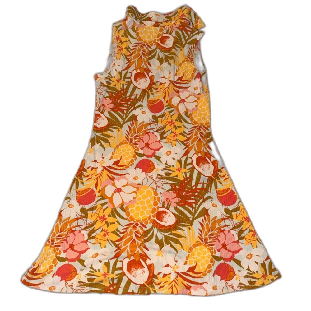 Allison Brittney Tropical Pineapple Floral Fit Flare Mini Dress Small Boho Retro - Picture 3 of 6